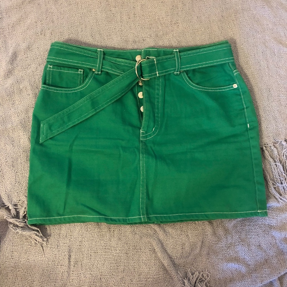 Green Jean Skirt